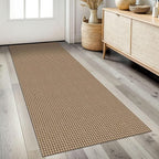 Braided Runner Rug 2x5 Ft Washable Runners for Hallways Non Slip Kitchen Runner Rug Cotton Entryway Runner Indoor, Woven Floor Carpet for Hall Kitchen Bedroom, Orange/Tan/Brown