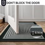 Front Door Mat 24''x35'', Absorbent Muddy Dirt Resist Washable Non Slip Low-Profile Indoor Doormat, Easy Clean Welcome Entryway Door Mats, Grey