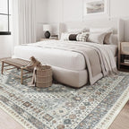 zesthome 5x7 Area Rugs - Ultra-Thin Washble Rug, Stain Resistant Anti Slip Backing Rugs for Living Room,Bedroom, Vintage Home Decor Area Rug (Grey/Orange,5'x7')