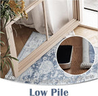 jinchan Fiora Hallway Runner Rug 3x10 Washable Runner - Vintage Floral Non Slip Low-Pile Soft Thin Faux Wool Kitchen Rug Distressed Carpet for Farmhouse Bedroom Laundry Room(3x10ft,Dark Blue)