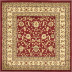 Unique Loom Voyage Collection Traditional Oriental Classic Intricate Design Area Rug (4' 0 x 4' 0 Square, Red/Gold)
