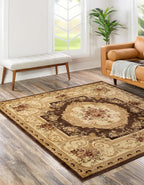 Rugs.com Chateau Collection Rug – 4 Ft Square Brown Medium Rug Perfect for Living Rooms, Kitchens, Entryways