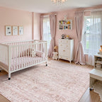 Lahome Pink Area Rugs 8x10,Washable Boho Living Room Rugs,Floral Large Area Rugs Non-Slip Soft Bedroom Rug 8x10 Under Bed Baby Girl Nursery Rug for Dining Room Table Office (Pink,8'X10')