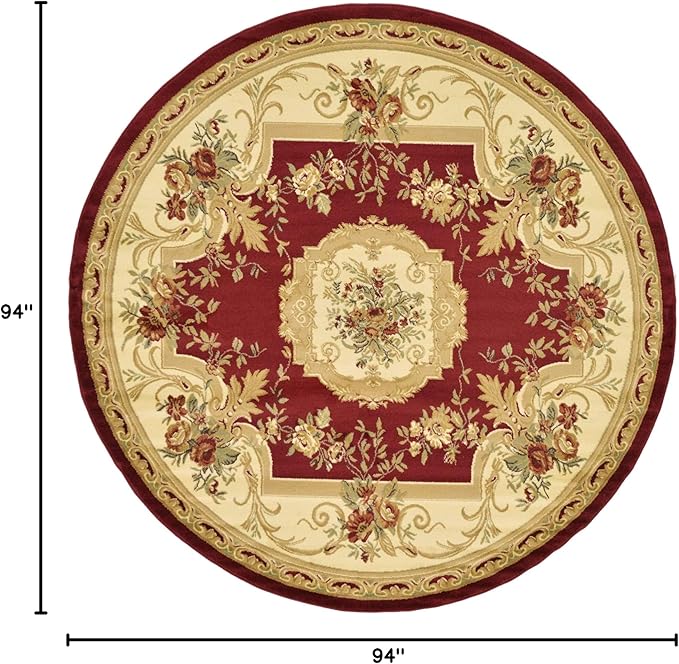 Unique Loom Versailles Collection Traditional Classic Floral Motif Area Rug (8' 0 x 8' 0 Round, Burgundy/ Ivory)