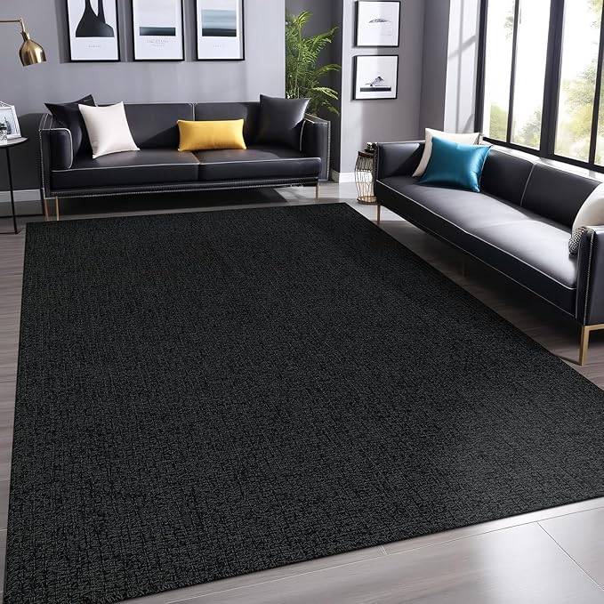 Easy Jute Rugs 5x7 Dark Gray Color Living Room Indoor Outdoor Area Rug for Farmhouse Patio and Kitchen Rug High Traffic Washable Easy to Clean Solid Boho Woven Design Outside Carpet (5 x 7)