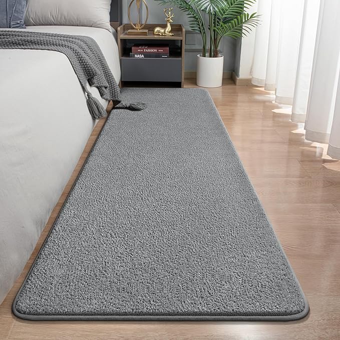 Modern Hallway Runner Rug, 2x6 Rug Runners for Kitchen, Grey Washable Long Runner Rugs for Hallways, Soft Indoor Carpet for Bedroom Bedside, Non-Slip Memory Foam Rugs for Entrance Living Room Décor