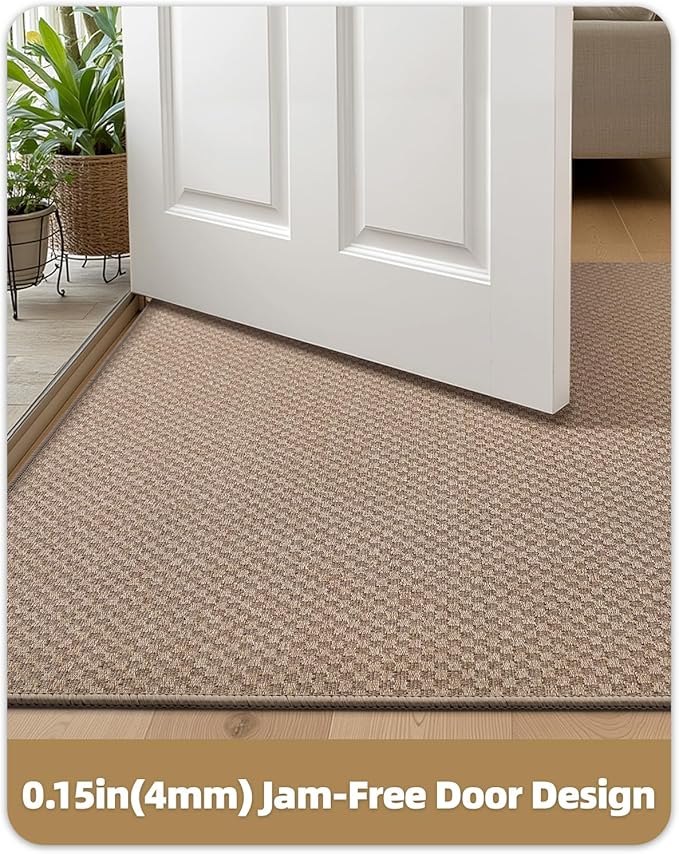Color&Geometry Oversized Door Mat Non Slip Rubber Backed, 48"x72" Front Door Mat Indoor Outdoor Rug, Dirt Trapper Doormat, Heavy Duty Front Door Rugs, Khaki (Rolled-up NO Creases)