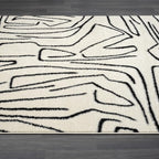 Abani Abstract Beige/Black Area Rug - 8'x10' - Modern Animal/Natural Lines Design - Deco Collection - Easy to Clean - Durable for High Traffic Areas - Living Room, Dining Room - Medium Pile