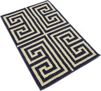 Unique Loom Athens Collection Classic Geometric Modern Border Design Area Rug (2' 0 x 3' 0 Rectangular, Navy Blue/ Beige)
