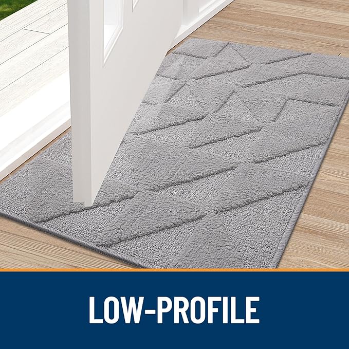 OLANLY Door Mats Indoor, Non-Slip, Absorbent, Dirt Resist, Entrance Washable Mat, Low-Profile Inside Entry Doormat for Entryway (47x20 inches, Grey)