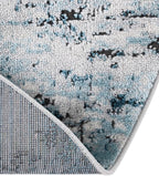 Rugs.com Leipzig Collection Rug – 8 Ft Round Blue Low-Pile Rug Perfect for Kitchens, Dining Rooms