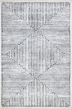 Bloom Rugs Caria Washable Non-Slip 4x6 Rug - Ivory/Black Striped Area Rug for Living Room, Bedroom, Dining Room, and Kitchen - Exact Size: 4' x 6'