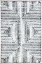 Bloom Rugs Washable Non-Slip 2x3 Rug - Ivory/Black Striped Area Rug for Living Room, Bedroom, Dining Room, and Kitchen - Exact Size: 2' x 3'