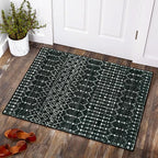 Lahome Moroccan Entry Rug 2x3, Non-Slip Washable Front Indoor Door Mat Rubber Backing Low-Profile Door Rugs, Small Geometric Print Distressed for Entryway Bathroom Kitchen, Black