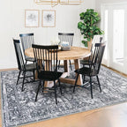 KILOCOCO Area Rug 5x7 Living Room Rug Washable Printed Vintage Floral Non Slip Soft Rubber Backed Indoor Bedroom Rugs for Laundry Room Kitchen Playroom Moroccan Area Rugs, Grey