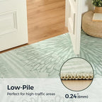 WITSHOCK 5x7 Washable Rug for Living Room,Modern Floral Distress Print Pattern Area Rugs,Stain Resistant with Non Slip Backing Carpet for Dining Room,Bedroom & Home Decor,Green/Light Green