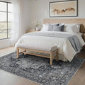 5x7 Area Rugs for Living Room, Machine Washable Rug, Non Slip Vintage Rugs, Low Pile Lightweight Print Rug for Bedroom, Dining Room, Home Office, Dark Gray
