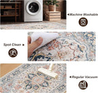 XWZO Washable Hallway Runner Rug 2x8ft — Non-Slip Low Pile Area Rug with Rubber Backing, Spill Resistant Soft Vintage Floor Carpet Runner for Kitchen Entryway Doorway Bedroom Corridor, Colorful