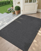 Color&Geometry Ultra-Thin Indoor Door Mat, 36"x56" Low-Profile Non-Slip Entryway Rug with Modern Geometric Texture, Washable Doormat for Indoor Entrance, Front Door, Grey (Rolled-up NO Creases)