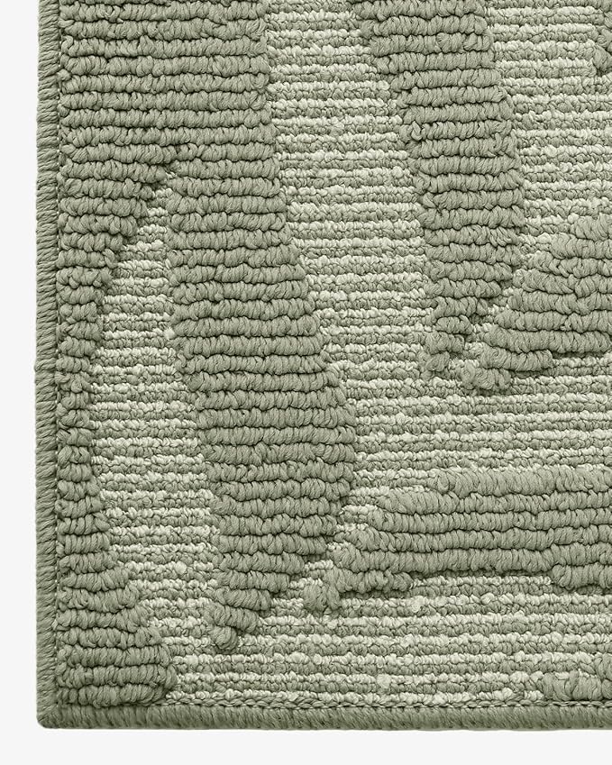 LUMI Front Door Mat Indoor Entrance 48"x72", Low Profile Welcome Mat, Non-Slip Washable Doormat with Rubber Backing for Entrance, Patio, Garage, Green