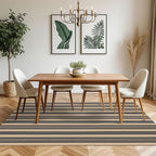 KOZYFLY Striped Outdoor Rug 5x7 Ft Area Rug Brown and Black Washable Indoor Outdoor Rug Cotton Outdoor Patio Rugs Farmhouse Rugs for Living Room Carpet for Patio Dining Room Bedroom