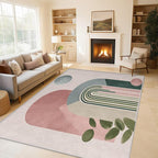Mid Century Modern Rugs for Entryway, 2x3 ft, Boho Abstract Geometry Area Rugs for Bedroom Kitchen Entrance, Soft Non Slip Washable Minimalist Arched Indoor Door Mat Home Decorations Dt-Ghf-19