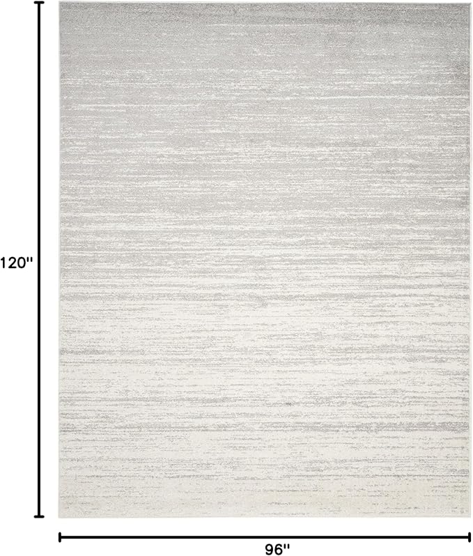 SAFAVIEH Area Rug 8x10 - Adirondack Collection - Large - Ivory & Silver, Modern Ombre Design, Non Shedding & Easy to Clean, Ideal for Living Room, Bedroom, Office, Dining Space (ADR113B)
