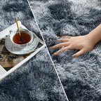 Large Shag Area Rugs 6 x 9, Tie-Dyed Plush Fuzzy Rugs for Living Room, Ultra Soft Fluffy Furry Rug for Bedroom, Indoor Carpet Nursery Rugs for Kids Room Home Decor, Blue and Grey