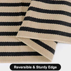 Outdoor Rug Front Door Mat 2'x4.3', Cotton Indoor Doormat Washable Black and Tan Striped Rug, Stain Resistant Reversible Layered Door Mats for Entryway/Farmhouse/Home Entrance