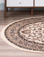 Unique Loom Sialk Hill Collection Area Rug - Washington (5' 1" Round Ivory/Black)