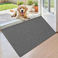 Color&Geometry Small Ultra Thin Indoor Door Mat Non Slip Rubber Backed Dirt Trapper 17"x30"(Rolled-up NO Creases), Rugs for Entryway, Front Door Mat Indoor Washable Low-Profile Entry Mat, Grey