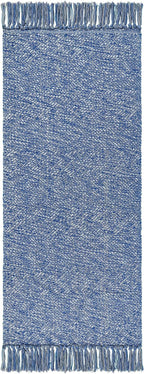 Collive Kitchen Runner Rug, 2' x 4.3' Hand-Woven Reversible Washable Rug, Navy Blue Cotton Modern Farmhouse Bathroom Rug Hallway Carpet for Foyer Bedroom Entry Back Door Decor