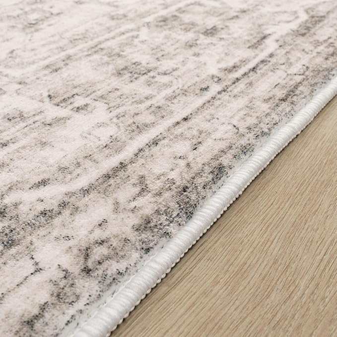 Paco Home Area Rug Modern Oriental Design in Vintage Look in Beige, Size: 6'7" x 9'2"