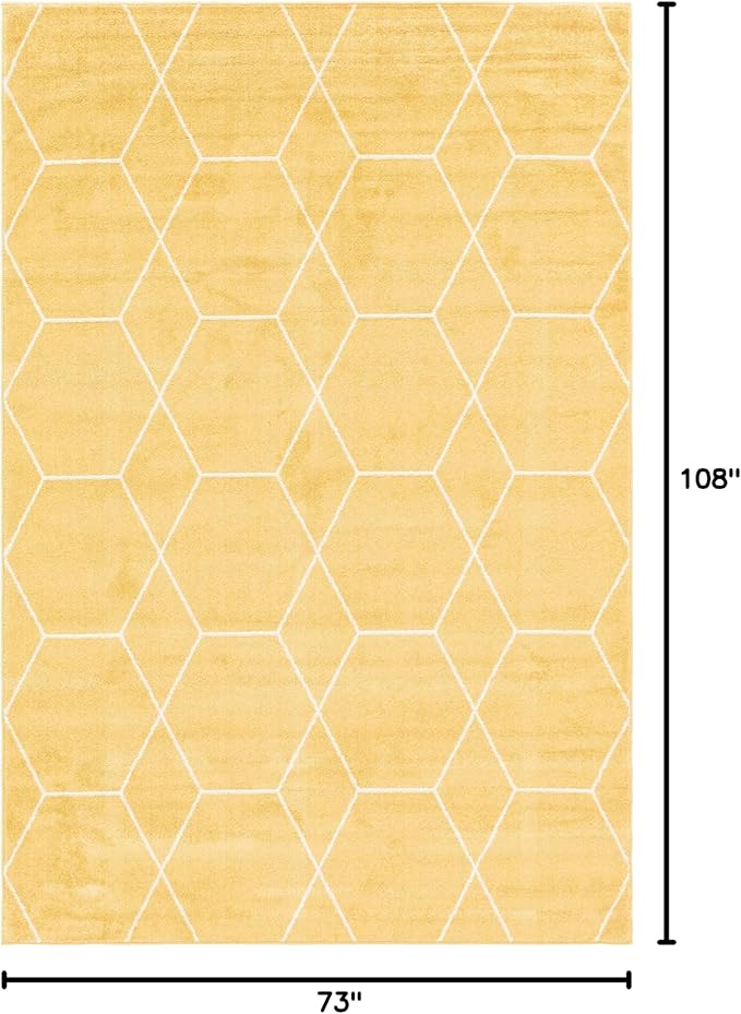 Unique Loom Trellis Frieze Collection Area Rug - Geometric (6' 1" x 9' Rectangle Yellow/Ivory)