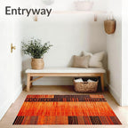 Flatwoven High Traffic Area Rug 8x10, Burnt Orange Copper Fiery Abstract Shape Floor, Non Slip, Stain Resistant, Washable Area Rugs for Living Room, Bedroom (Orange, 8x10)