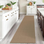 IOHOUZE Washable Runner Rug 2.6x10 Non Slip Rubber Backed Long Hallway Runner Entryway Runner Indoor, Kitchen Rugs Woven Cotton Floor Carpet for Hall Entrance, Orange/Tan/Brown