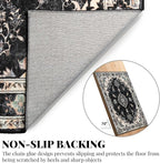 MUJOO Black Rug 2'x3',Small Washable Area Rugs for Entryway Kitchen Bathroom Bedroom,Boho Vintage Bohemian Distressed Farmhouse Non Slip Carpet, Floral