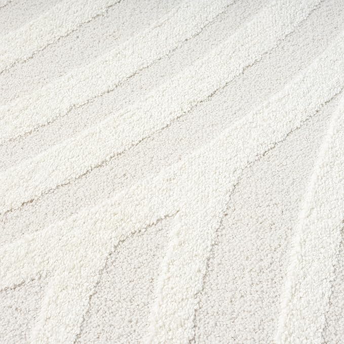 Abani Nomad Cream Tone-on-Tone Area Rug 2' x 3' for Living Room, Bedroom - Linear Curves Pattern - Durable & Easy to Clean