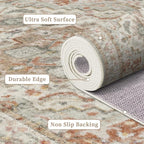 Enkor Area Soft Rugs 2x3 Washable Non Slip Boho Small Floor Entryway Rugs for Living Room Bedroom, Vintage Style Farmhouse Mat for Kitchen Beige & Orange