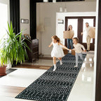 Lahome Moroccan Black Long Runner Washable Hallway Rug, Ultra-Thin Non Slip Kitchen Runner, Soft Modern Print Indoor Floor Carpet for Entryway Stair (Black, 2'5''x12'')