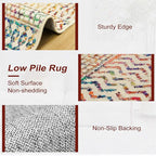 Moroccan Hallway Runner Rug 2x6, Ultra Soft Non Slip Bathroom Runner Rug, Low-Pile Washable Hallway Rug Front Door Mat Neutral Rug for Bathroom Laundry Room Bedroom