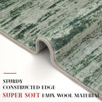 Modern Abstract Hallway Runner Rug, Forest Green Washable Kitchen Runner Non-Slip Soft 2x8 Runner Rug Thin Print Faux Wool Carpet for Entryway Bedroom Laundry Room Indoor