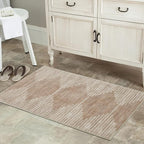 HelloTree 2x3 Entryway Rug, Indoor Small Machine Washable Area Rug Non Slip Backing Home Decor Floor Decoration Mat Boho Rugs for Entrance Kids Room Bedside Bedroom Carpet-Pink&Khaki