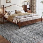 MontVoo-Vintage Area Rug 9X12 Grey Rugs for Living Room-Soft Distressed Printed Rugs for Bedroom-Non Slip Carpet-Machine Washable Rug for Dining Room Living Room Bedside Office