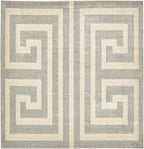 Unique Loom Athens Collection Classic Geometric Modern Border Design Area Rug (8' 0 x 8' 0 Square, Gray/ Beige)