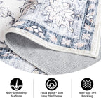 Area Rug for Living Room, 8x10 Machine Washable Non Slip Large Faux Wool Throw Rug, 0.3″ Low Pile & Non-Shedding Boho Large Carpet Rugs for for Dining Room, Bedroom, Office (Gray Purple)