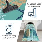 Tritard Coastal Runner Rug Nautical Hallway Rugs Beach Themed Non-Slip Machine Washable Rugs Modern Floor Carpet for Living Room Bedroom, 2x6, Teal and Turquoise