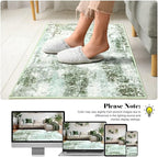 Washable Abstract Rug, 2x3 Small Modern Area Rugs with Non-Slip Rubber Backed for Kitchen, Thin but Soft Throw Carpet Bedroom Entryway Front Door Decor, Green