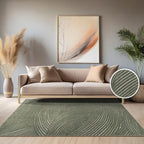 Paco Home Modern Area Rug with Abstract Line Pattern and Contour-Cut in Green, Size: 4' x 5'7"