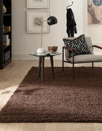 Unique Loom Solid Shag Collection Area Rug (8' Square, Chocolate Brown)